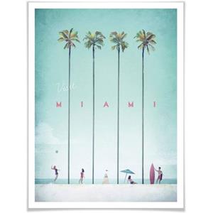 Wall-Art Poster Palmen vakantie Miami strand Poster, artprint, wandposter (1 stuk)