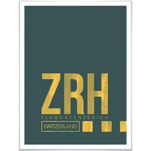 Wall-Art Poster Artprint ZRH luchthaven Zürich Poster, artprint, wandposter (1 stuk)