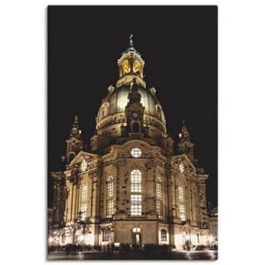 Artland Artprint Verlichte Frauenkirche in Dresden als artprint van aluminium, artprint op linnen, muursticker of poster in verschillende maten