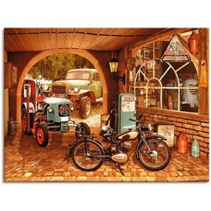 Artland Artprint Werkplaats met tractor en motor als artprint van aluminium, artprint op linnen, muursticker of poster in verschillende maten