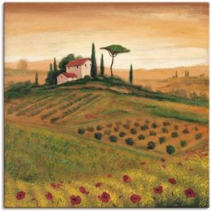 Artland Artprint Toscaans landschap met klaprozen I als artprint van aluminium, artprint op linnen, muursticker of poster in verschillende maten