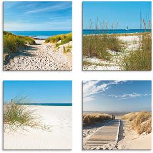 Artland Artprint op linnen Strand en duinen set van 4, verschillende maten (4 stuks)