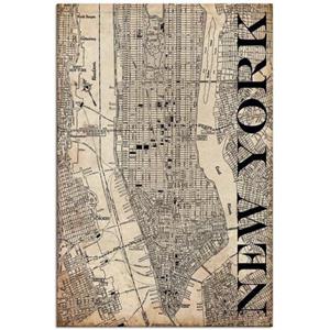 Artland Artprint New York kaart straten kaart Grunge als artprint van aluminium, artprint op linnen, muursticker of poster in verschillende maten