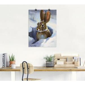 Artland Artprint Sneeuwhaas als artprint van aluminium, artprint op linnen, muursticker of poster in verschillende maten