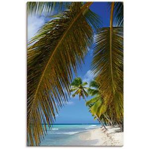 Artland Artprint Palm Beach, eiland Isla Saona als artprint van aluminium, artprint op linnen, muursticker of poster in verschillende maten