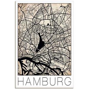 Artland Artprint Retro kaart Hamburg Duitsland Grunge als artprint van aluminium, artprint op linnen, muursticker of poster in verschillende maten