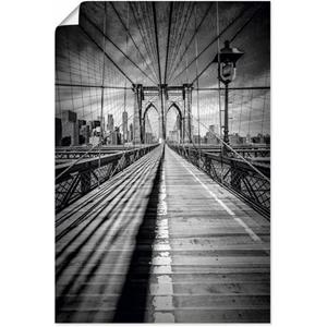 Artland Artprint Brooklyn Bridge, New York City monochroom als artprint van aluminium, artprint op linnen, muursticker of poster in verschillende maten