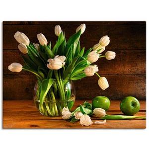 Artland Artprint Tulpen in glazen vaas als artprint van aluminium, artprint op linnen, muursticker of poster in verschillende maten