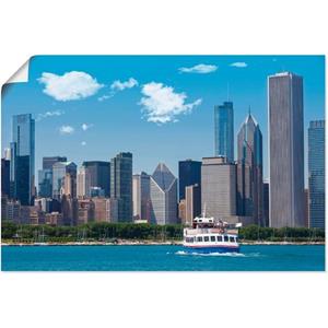 Artland Artprint Chicago Skyline als artprint van aluminium, artprint op linnen, muursticker of poster in verschillende maten