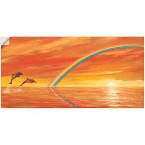 Artland Artprint Regenboog boven de zee als artprint van aluminium, artprint op linnen, muursticker of poster in verschillende maten