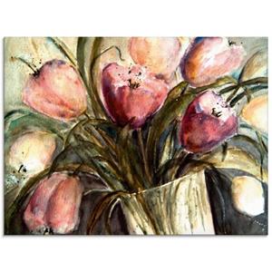 Artland Glasbild "Lila Tulpen in Vase", Blumen, (1 St.)