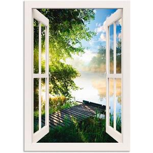 Artland Wandbild "Fensterblick Angelsteg am Fluss", Fensterblick, (1 St.)