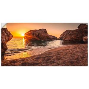 Artland Artprint Zonsondergang en strand als artprint van aluminium, artprint op linnen, muursticker of poster in verschillende maten