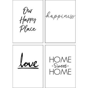 Artland Poster Geluk liefde vertrouwd thuis - geluk alleen Poster, artprint, wandposter (4 stuks)