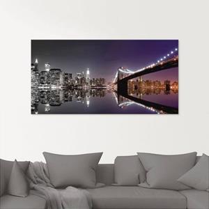 Artland Print op glas New York skyline nachtelijke reflectie in verschillende maten