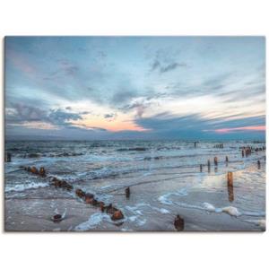 Artland Artprint Winter zonsondergang aan zee als artprint op linnen, muursticker of poster in verschillende maten