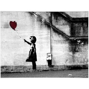 Wall-Art Poster Graffiti afbeelding Girl with balloon Poster, artprint, wandposter (1 stuk)