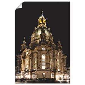 Artland Artprint Verlichte Frauenkirche in Dresden als artprint van aluminium, artprint op linnen, muursticker of poster in verschillende maten