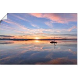 Artland Artprint Zonsondergang aan het Starnberger meer II als artprint van aluminium, artprint op linnen, muursticker of poster in verschillende maten