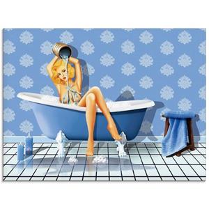 Artland Glasbild "Das sexy blaue Badezimmer", Frau, (1 St.)