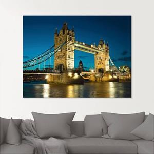 Artland Print op glas Tower Bridge avondschemering Londen in verschillende maten