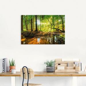 Artland Artprint Bos met beek als artprint van aluminium, artprint op linnen, muursticker of poster in verschillende maten