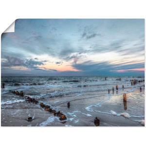 Artland Artprint Winter zonsondergang aan zee als artprint op linnen, muursticker of poster in verschillende maten