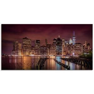 Artland Glasbild "New York City Impression bei Nacht", Amerika, (1 St.)