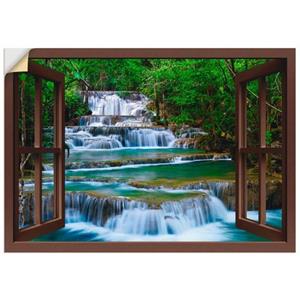 Artland Artprint Blik uit het venster waterval in Kanchanaburi als artprint op linnen, muursticker of poster in verschillende maten