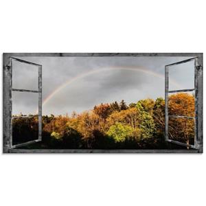 Artland Glasbild "Fensterblick - Regenbogen", Fensterblick, (1 St.)