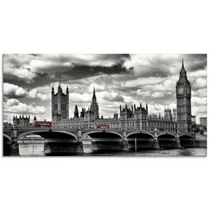 Artland Print op glas Londen Westminster Bridge & Red Buses in verschillende maten