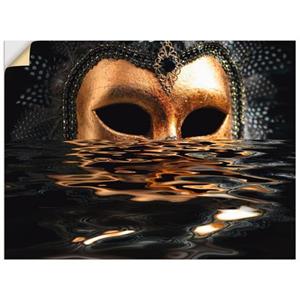 Artland Artprint Venetiaans masker met bladgoud als artprint van aluminium, artprint op linnen, muursticker of poster in verschillende maten