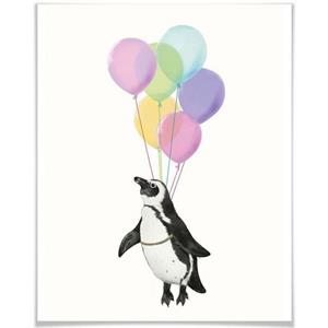 Wall-Art Poster Pinguïn luchtballon Poster, artprint, wandposter (1 stuk)