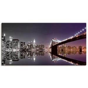 Artland Artprint New York skyline nachtelijke reflectie als artprint van aluminium, artprint op linnen, muursticker of poster in verschillende maten