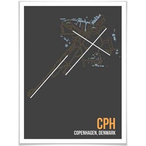 Wall-Art Poster Artprint CPH plattegrond Kopenhagen Poster, artprint, wandposter (1 stuk)