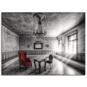 Artland Artprint Lost Place - rode fauteuil als artprint van aluminium, artprint op linnen, muursticker of poster in verschillende maten