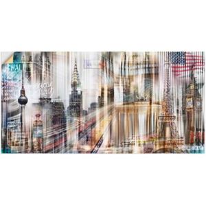 Artland Artprint Hoofdstad skyline abstracte collage als artprint op linnen, muursticker of poster in verschillende maten