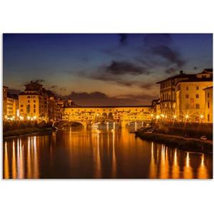 Artland Artprint Florence Ponte Vecchio ‘	s avonds als artprint van aluminium, artprint op linnen, muursticker of poster in verschillende maten