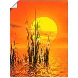 Artland Artprint Zonsondergang met riet als artprint op linnen, muursticker of poster in verschillende maten