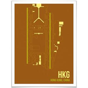 Wall-Art Poster Artprint HKG plattegrond Hongkong Poster, artprint, wandposter (1 stuk)