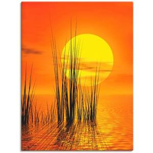 Artland Artprint Zonsondergang met riet als artprint op linnen, muursticker of poster in verschillende maten