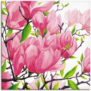 Artland Artprint Pinkkleurige magnolia's als artprint van aluminium, artprint op linnen, muursticker of poster in verschillende maten