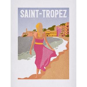 Komar Wandbild "Vintage Travel Saint-Tropez", (1 St.), Deutsches Premium-Poster Fotopapier mit seidenmatter Oberfläche und hoher Lichtbeständigkeit. Für fotorealistische Drucke 