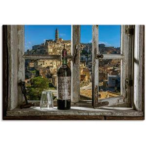 Artland Artprint Blik uit het raam Matera, Italië als artprint van aluminium, artprint op linnen, muursticker of poster in verschillende maten