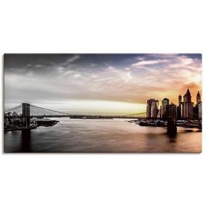 Artland Artprint Brooklyn Bridge panorama als artprint van aluminium, artprint op linnen, muursticker of poster in verschillende maten