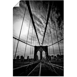 Artland Artprint New York City Machtige Brooklyn Bridge als artprint van aluminium, artprint op linnen, muursticker of poster in verschillende maten