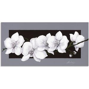 Artland Artprint Witte orchideeën op grijs als artprint van aluminium, artprint op linnen, muursticker of poster in verschillende maten