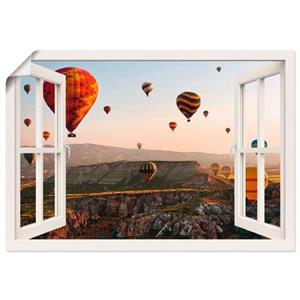 Artland Artprint Blik uit het venster Cappadocië ballonvaart als artprint van aluminium, artprint op linnen, muursticker of poster in verschillende maten