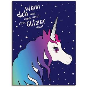 Artland Artprint Eenhoorn strooi glitter op je leven als artprint op linnen, muursticker of poster in verschillende maten