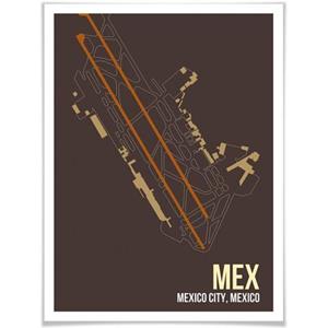 Wall-Art Poster Artprint MEX plattegrond Mexico City Poster, artprint, wandposter (1 stuk)